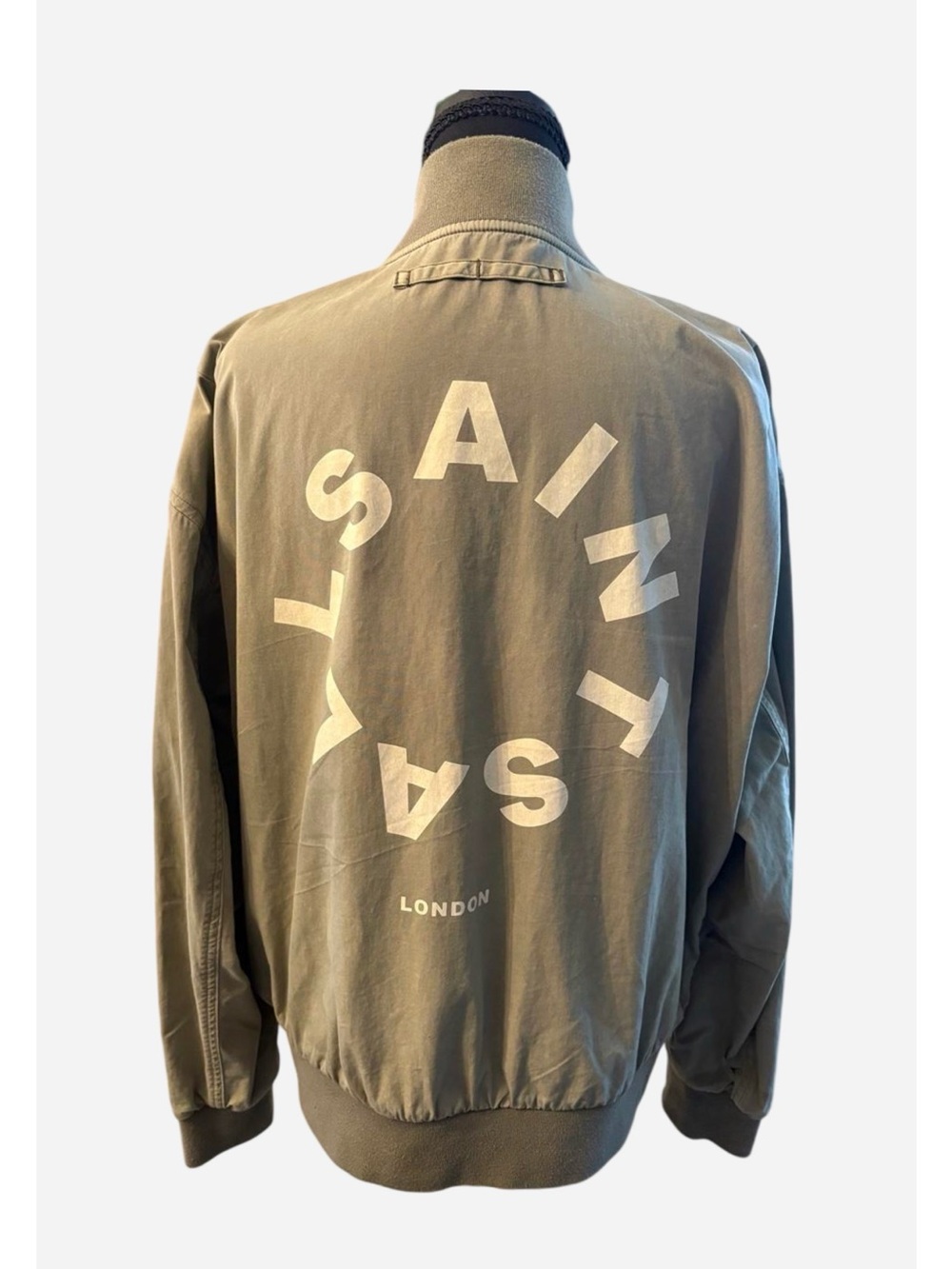 AllSaints Olive Bomber Jacket with Back Graphic